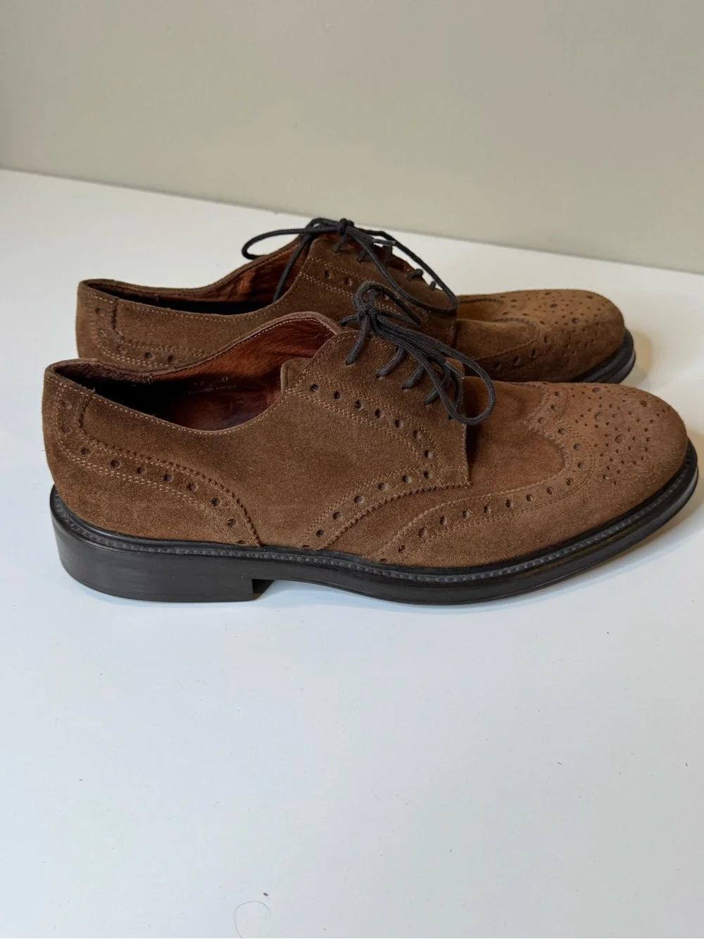 Banana Republic Brown Suede Wingtip Oxford Dress Shoes Size 12 Leather Brogue